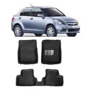 4.5D Car Floor Foot Tray Mats for Dzire (12-16)  - Black